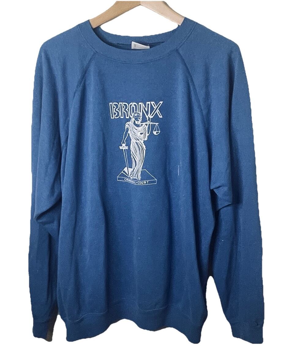 Vintage 80s The Bronx Criminal Court Blue Sweatshirt Lawyers NYC Law Firm XXL